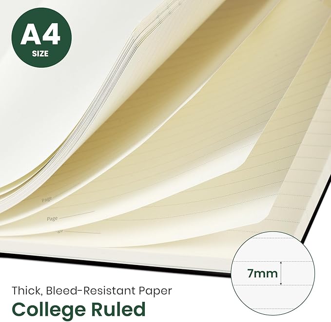 Taja Large Spiral Lined Journal for Women, 8.5" x 11" Notebooks for Work Collge Ruled, A4 Aesthetic Cute Journaling Notebooks for Writing, Plastic Cover, Forest Botanica