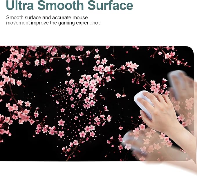 Cherry Blossom Extended Gaming Mouse Pad 35.4 x 15.7 Inch – Japanese-Inspired Desk Mat for Gaming, Office, and Study with Non-Slip Rubber Base