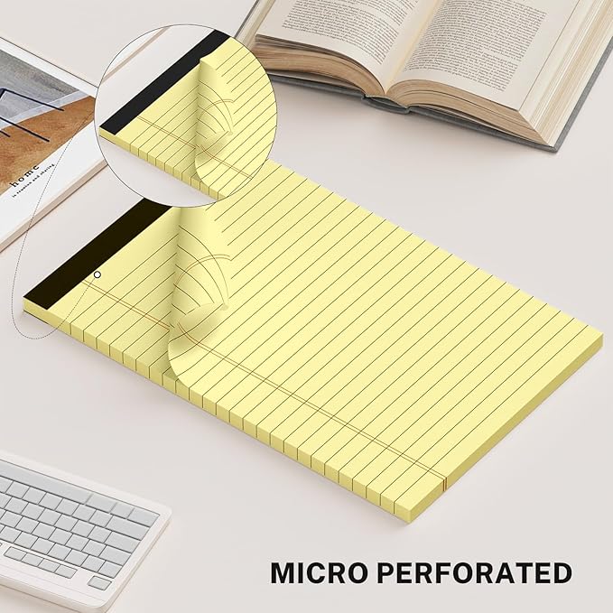 8 Pack Note Pads 5 x 8 Inch, Colored Narrow Ruled Small Legal Pads, Perforated Notepad 5 x 8 Lined Writing Pads, College Lined Legal Notepads for To-do Lists, Daily Note-taking, School and Office