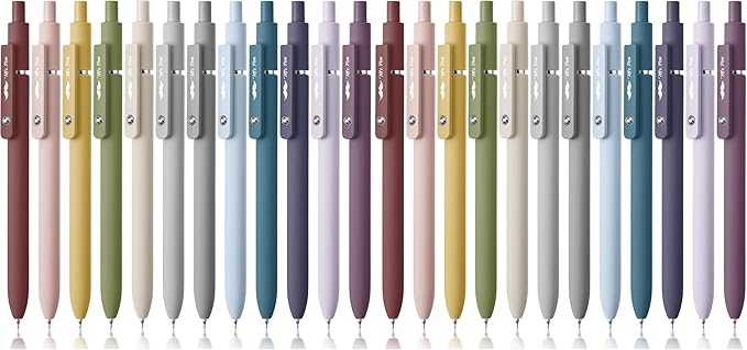 Mr. Pen- Retractable Gel Pens, 24 Pack, Morandi and Vintage Barrels, Fast Dry, Black Gel Pens Fine Point 0.5mm, Aesthetic Pens for Journaling
