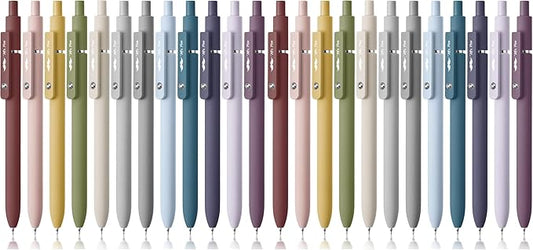 Mr. Pen- Retractable Gel Pens, 24 Pack, Morandi and Vintage Barrels, Fast Dry, Black Gel Pens Fine Point 0.5mm, Aesthetic Pens for Journaling