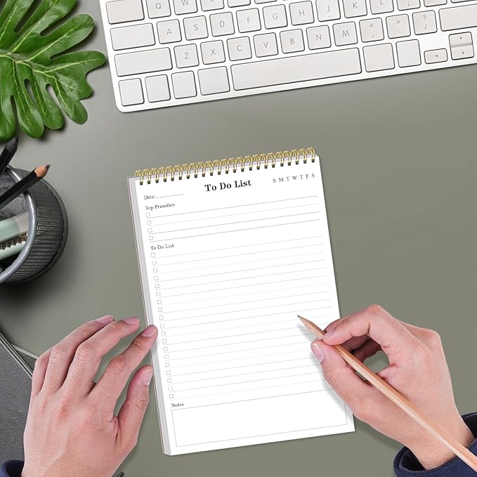 Yaridar To Do List Notepad - A5 Undated Daily Planner, 50 Sheets To Do List Notebook for Work, Spiral Waterproof Notepad for Office Supplies, School Planner, 5.8" x 8.3"