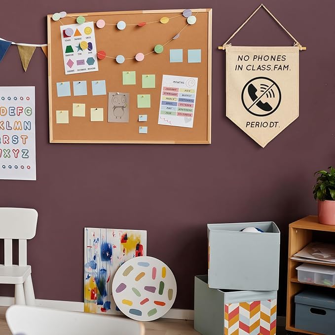 No Phones in Class Funny Classroom Rules Banner-Teacher Gift-Slang-Middle High School Classroom Wall Decor-Canvas Hanging Pennant Flag Banner Wall Sign Decor