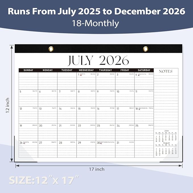 Desk Calendar 2025-2026, Runs Until December 2026 - Large Size 17" x 12" Desktop/Wall Monthly Calendar with To Do List, Personal Desk Calendar Planner for Home, School, Office