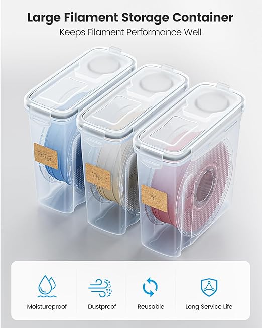 YOOPAI Filament Storage Box - 4 Pack Filaments Container for 3D Printing Filaments Sealing and Protection - Portable Filament Storage with Desiccant&Label ,Water-Proof and Dust-Proof 4.0L(9.03*8*3)