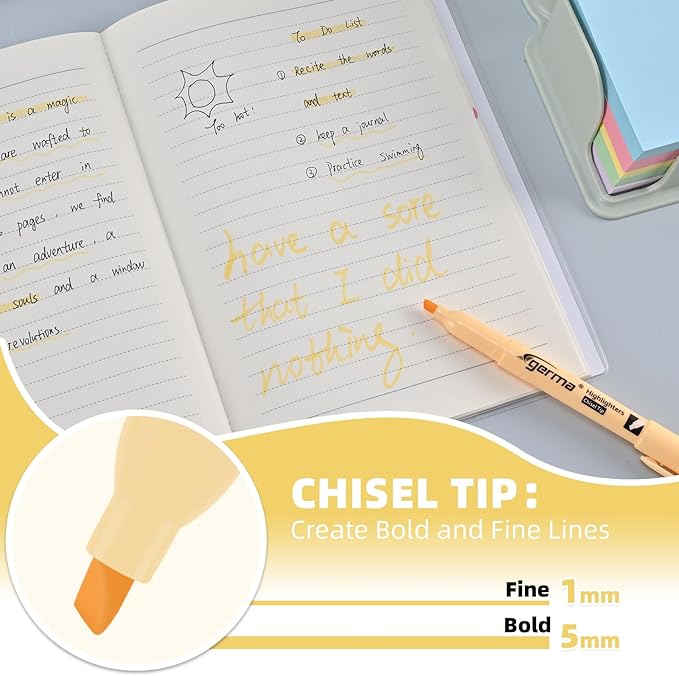 Yellow Highlighters 12 Pack, Mild Pastel Color, Chisel Tip Bible Highlighters No Bleed, Quick-Drying, Cute Aesthetic Markers for Journaling, Bible Study, School Office Supplies
