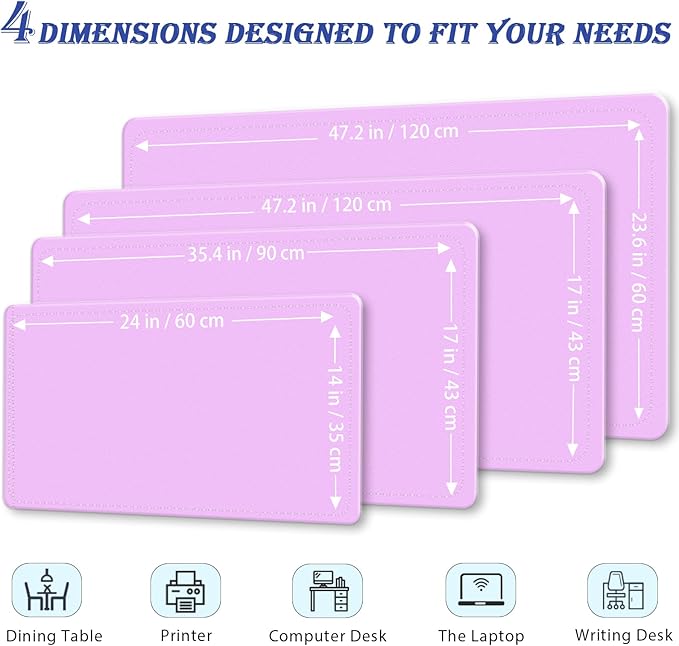 Large Desk Pad, 47.2" x 17" PU Leather Desk Mat for Desktop, Non-Slip Office Desk Mat for Desk, Desk Blotter Pad, Waterproof Computer Pad for Desk, Keyboard Mats for Home & Office (Violet)