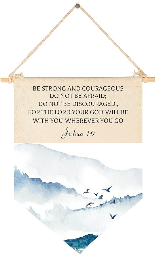 Christian Bible Verse Scripture Canvas Banner Flag Sign Pennant Poster Wall Decor Gift for Baby Boy Kid Nursery Baby Room Above Crib Bedroom Door-Birthday Christmas Gift-Be Strong and Courageous