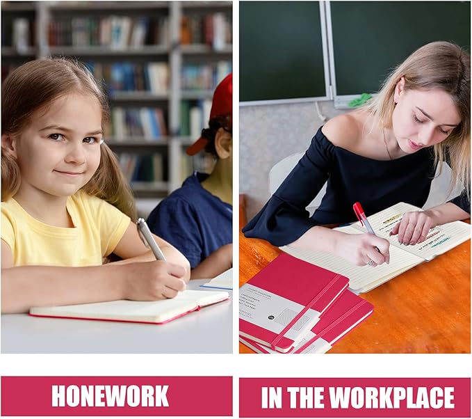 Lined Journal Notebook – Hardcover Notebook for Men & Women – Journals for Writing, Work, School, Home & Daily Notes, 160 Pages – Medium A5, 5.7"x8", 100 gsm Thick Paper (Rose Red)