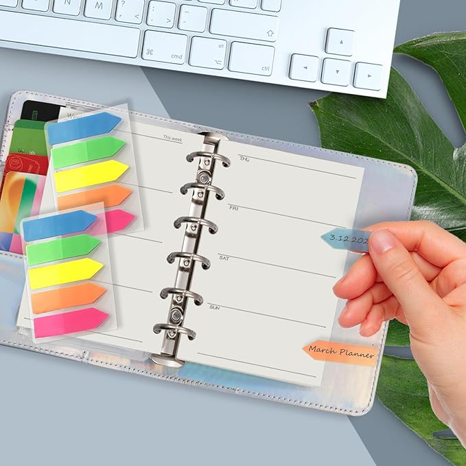 Harphia A7 6 Holes Binder Refill Value Set,90sheets weekly plan loose leaf paper with sticker and divider,week planner inserts with binder pockets for A7 binder 6 hole refillable notebook,005dA7week