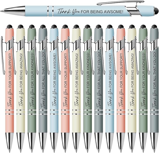 15 Pack Thank You Retractable Ballpoint Pens, Appreciation Inspirational Quote Pens with Smooth Writing, Cute Office School Supplies, Thank You Gifts for Coworkers Teachers Friends