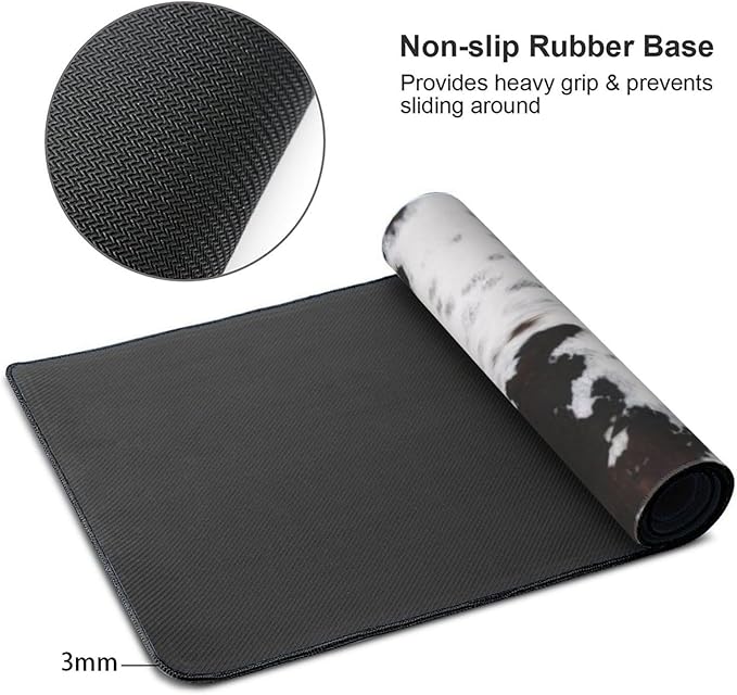 Gaming Mouse Pad, Large Non-Slip Rubber Base Mousepad, Keyboard Mouse Mat, Desk Pad with Stitched Edges,35.4x15.7inch, Brown Cowhide