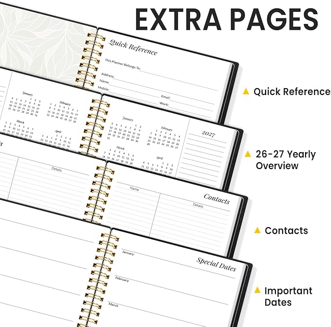 2026 Planner, Annecy Weekly ＆ Monthly Planner 2026, Jan. 2026 – Dec. 2026, 6.4" x 8.3" Monthly Agenda Planner with Tabs, Waterproof Flexible Cover, Spiral Binding, Double-sided Pocket, Bookmark, Black