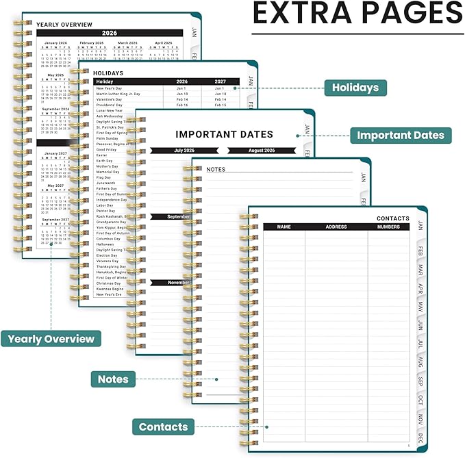 2026 Planner, Aesthetic Weekly and Monthly Planner for Women, Jan 2026 to Dec 2026, Hardcover 2026 Calendar Book with Monthly Tabs, Inner Pocket, Perfect for Office Home School - A4 (8.5" x 11"), Tropical Palms