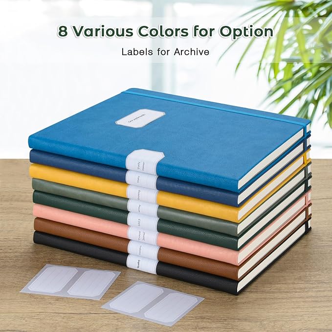 Blank Notebook, Hardcover Sketch Book, 8.5" x 11" Large Blank Journal, No Bleed Thick Paper Sketchbook for Drawing, Unlined Notebook Journal for Women Men School, A4 Leather Sketchbook Lay Flat, Green