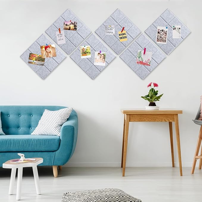 Large Cork Board for Walls, Yunihome 6 Pack 36" x 24" Felt Bulletin Board Wall Tiles for Home Kitchen School Office Wall Decor with Assorted Colors DIY Decorative Push Pins Sets