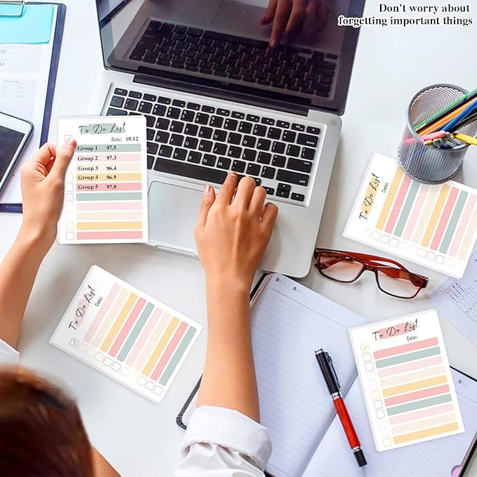 4 Packs to Do List Notepad, 200 Sheets Daily to Do List Sticky Notes 4x6Inches Memo Pad Pastel Candy Color Portable Planner for Coworkers Funny Office Gifts
