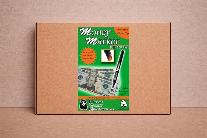HVM Counterfeit Money Detector Pen (500 Counterfeit Pens) - Money Marker Bill Detector Pen with Upgraded Chisel Tip - Detect Fake Bills, Universal False Currency Checker Pack