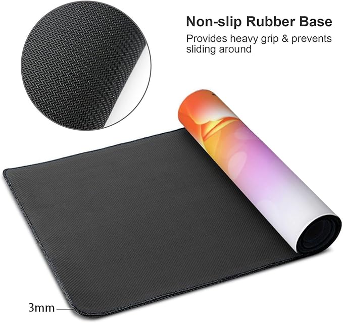 Extra Large Mouse Pads Tulip Flowers and Butterflies XXL Extended Mousepad with Stitched Edges Non-Slip Rubber Base Computer Keyboard Pad Desk Mat for Home Office Desk Decor, 35.4" X 15.7"