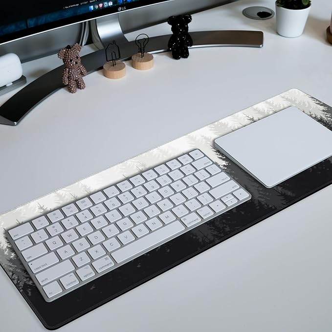 Large Mouse Pad Forest Silhouette Extended Gaming Mousepad Waterproof Desk Pad with Non-Slip Base and Stitched Edge Keyboard Pad XL 11.8 x 31.5 Inch Mouse Mat for Home Office Desk Decor