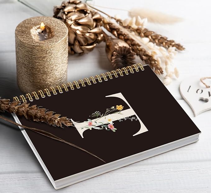 Trendy Personalized Journal Hardcover Spiral Notebook,Black Initial Letter T Notebook,Monogrammed Gifts for Women Teen Girl,College Ruled Hardcover Spiral Notebook 5.5 x 8.3