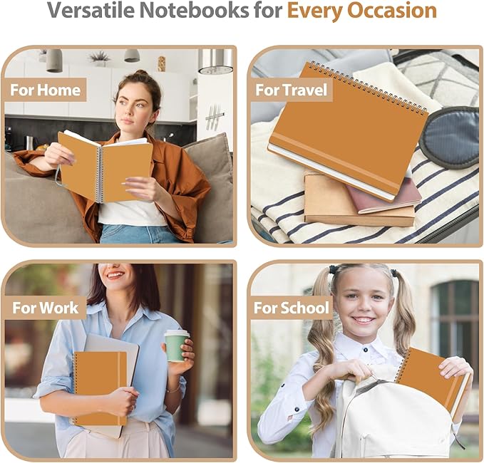 VALOME Journaling Notebooks, A5 Lined Spiral Notebook for Women & Men, 146 Pages College Ruled Hardcover Note Book for Work, Note Taking, Journaling, School, Writing (Orange)