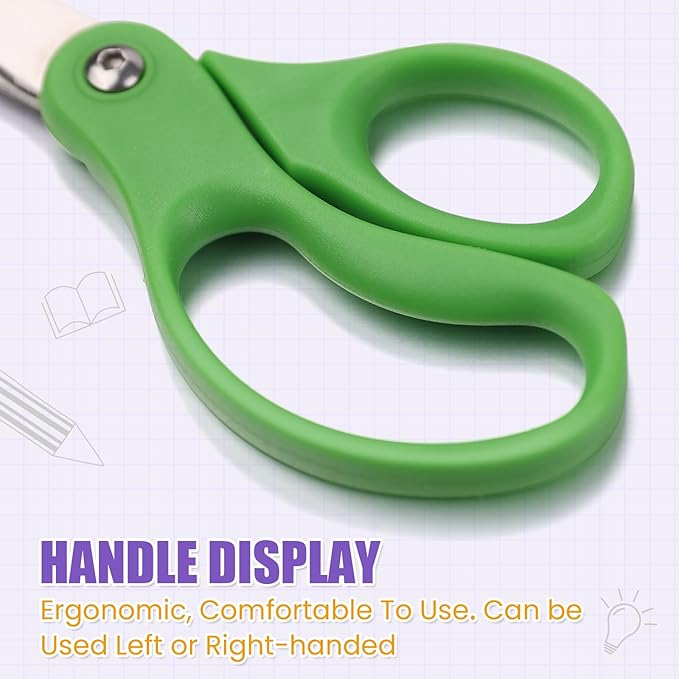 48 Packs 5" Small School Student Blunt Tip Craft Kids Scissors, Stainless Steel Blades Comfort Grip 5 Inch Safety Scissors Bulk for Children Toodler Cutting Paper