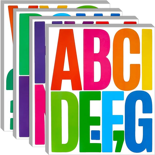 Bemeol 351 Pieces 36 Sheets Letter Stickers Big Font Alphabet Letter Stickers 5 Inch Self Adhesive Letters for Bulletin Board Classroom Mailbox Door Home Decor(Colorful)