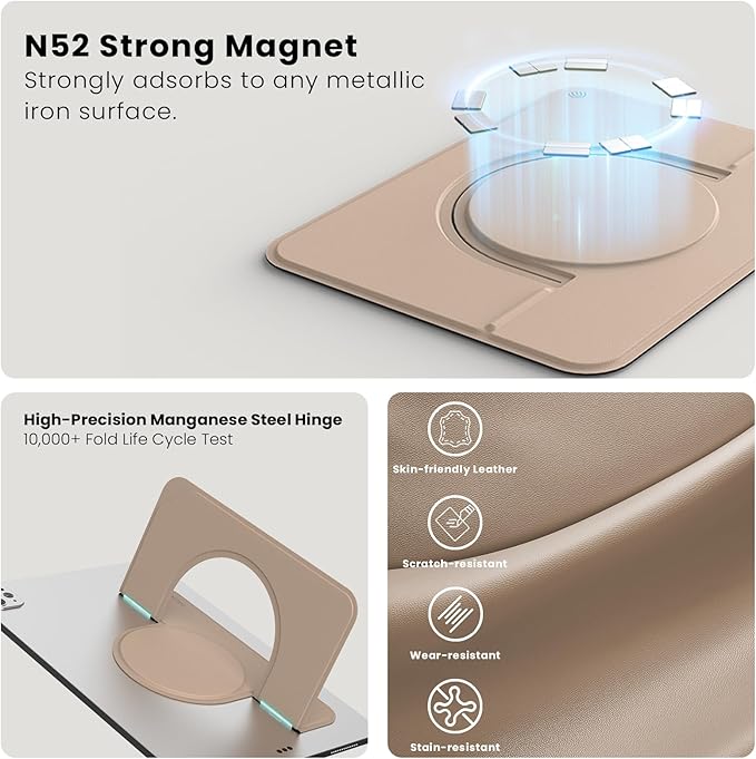Nillkin Flexwing Adhesive Tablet Stand, 0.14 inch Invisible Slim iPad Holder, Stepless Adjustable Stand, Built-in Back Magnets, Compatible with Tablets Up to 10.4-13.2 inch, Brown