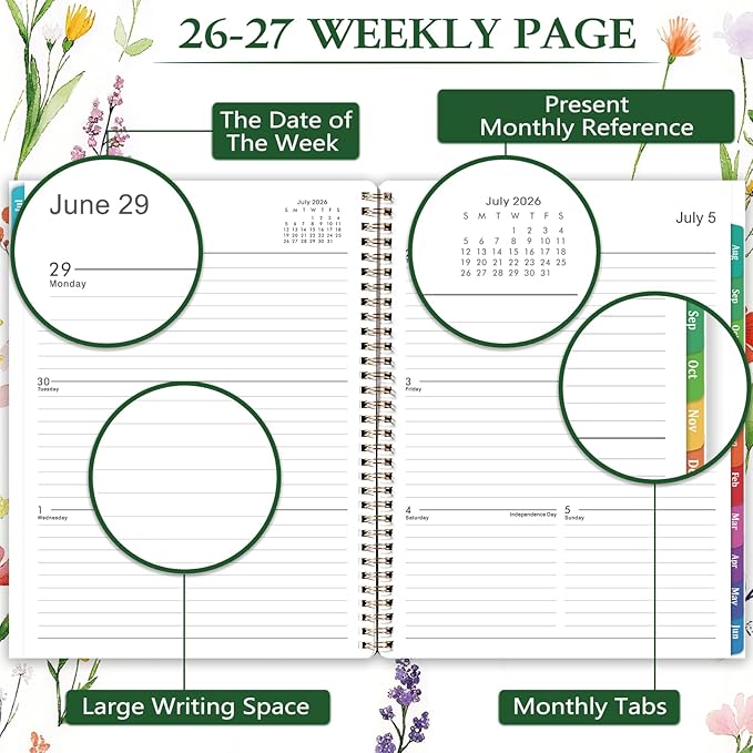 2026-2027 Planner - 9" x 11" Planner Weekly and Monthly 2026-2027, from JULY 2026 to JUNE 2027, Academic Calendar with Tabs, Twin-Wire Binding, Inner Pocket, Premium Thick Paper