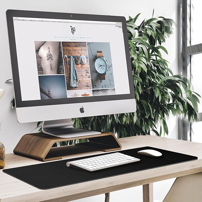 Large Mouse Pad, Desk Mat Large Office Desk Pad Gaming Mouse Pad with Stitched Edges, 35.4" x 15.7" Mousepad with Non-Slip Waterproof Rubber Base for PC Laptop Desk Home Office Accessories, Black