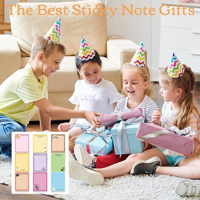 Funny Sticky Notes Gifts - 9 Pack Colorful Fun Notepads for Work 3x4 Inch, Silly Self-Adhesive Memo Pads Work Gag Gifts for Coworkers School Office Supplies (450 Sheets)