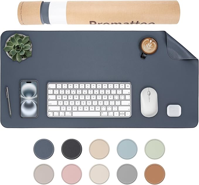 Oversized Non-Slip Desk Pad Protector with Premium Gift Box – Vegan Leather Waterproof Laptop Mat for Keyboard & Mouse, Grips Desk Firmly – Large Office Pad– Dusk Navy