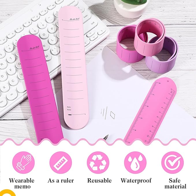 6 Pcs Nurse Silicone Bracelet to Do List Slap Silicone Reminder Bracelet Reusable Wearable Wrist Waterproof for Work Wrist Strap(Elegant Color,Classic Style)