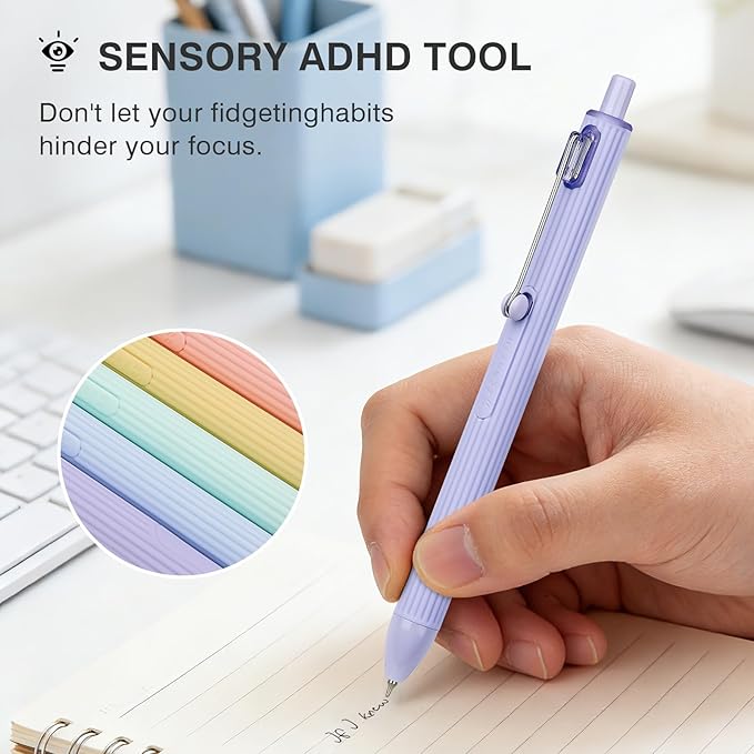Ddaowanx Gel Pens,5Pcs Fine Point Smooth Writing Pens with Textured Silicone Pen Sleeve into a Sensory ADHD Tool,0.5mm Quick Dry Black Ink for Journaling,Writing,Note Taking,Office&School Supplies