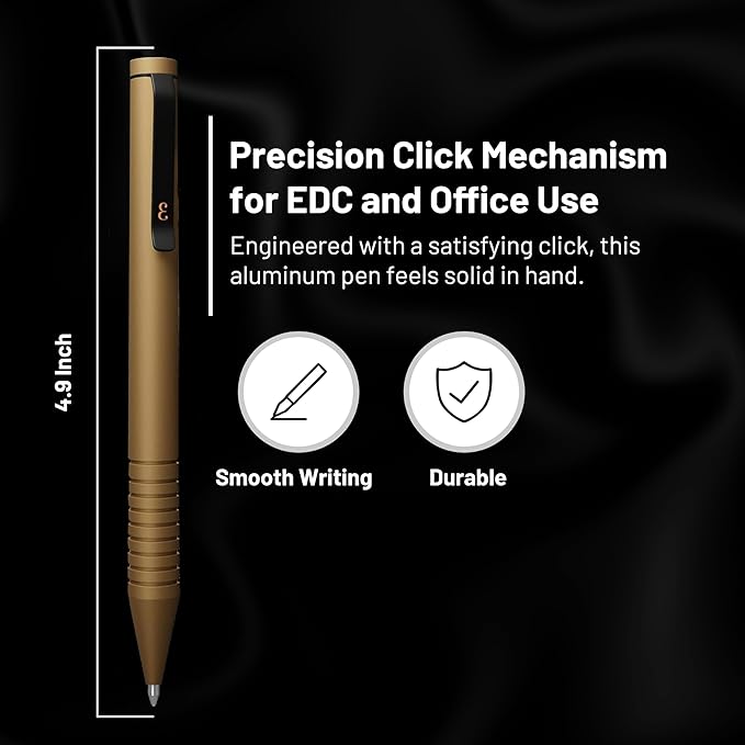 Everyman Military Super Matte Mini Twist Gel Pen | Compact Refillable 0.7mm Gel Pen with Twist Mechanism | Durable Metal EDC Writing Tool for Travel, Office, Work & Gifting