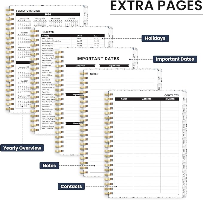 2026 Planner, Aesthetic Weekly and Monthly Planner for Women, Jan 2026 to Dec 2026, Hardcover 2026 Calendar Book with Monthly Tabs, Inner Pocket, Perfect for Office Home School - A5 (6.3" x 8.5"), Butterfly Grove