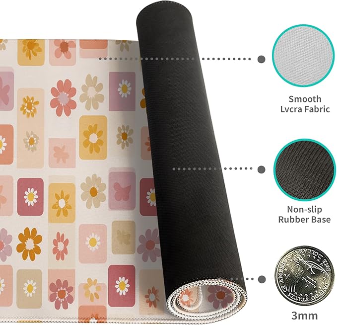 Desk Mat Mouse Pad Gaming Desk Pad XL Large Mouse Mat Office Decor Accessories (Flower)