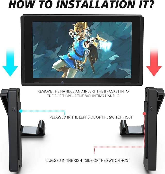 Car Holder for Nintendo Switch/OLED, Foldable and Adjustable Table Stand Playstand Bracket, Portable Compact Console Desktop Holder Dock Car Headrest Play Stand Mount, Black