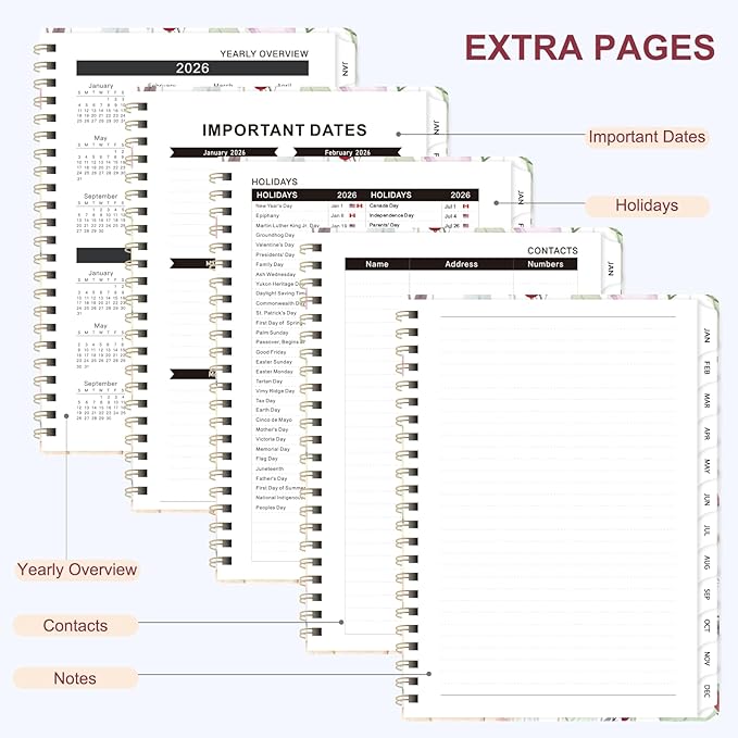 2026 Planner, Weekly and Monthly Calendar Planner Organizer, January-December, Academic Planning Agenda Book, Office School Home Suppiles for Women & Men, 6.3" × 8.5"