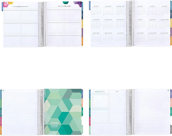 Erin Condren 12-Month Spiral Life Planner (Jul 2025 - Jun 2026), 7”x9” Weekly and Monthly Planner, 80 Lb. Text Weight Paper, Layers Colorful Covers, Hexagon Theme, Vertical Layout, Platinum Coil