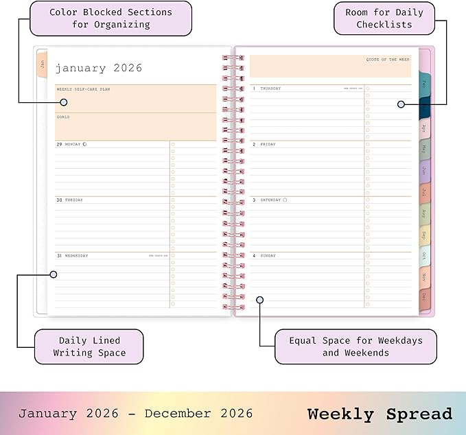 Blue Sky WAAV 2026 Weekly and Monthly Planner Calendar, January 2026 - December 2026, 5.875" x 8.625", Flexible Cover, Durable Twin Wire Binding, Storage Pocket, Includes 20 Notes Sheets, Gloria