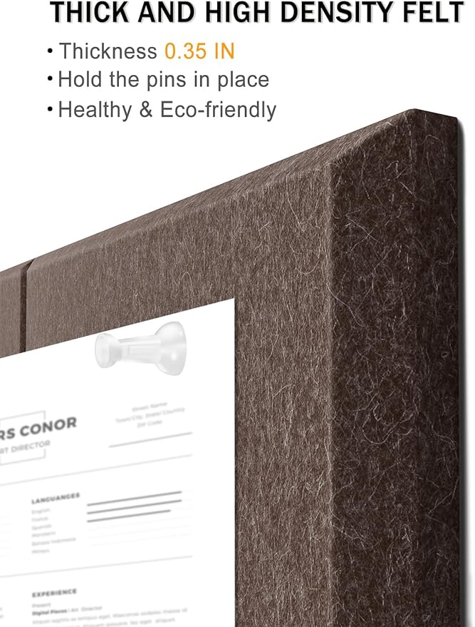 Hsurbtra Large Cork Board for Wall 47 x 36 Inch, 12 Pack Felt Bulletin Notice Board with Pushpins for Office Home School Farmhouse Wall Decor, Brown