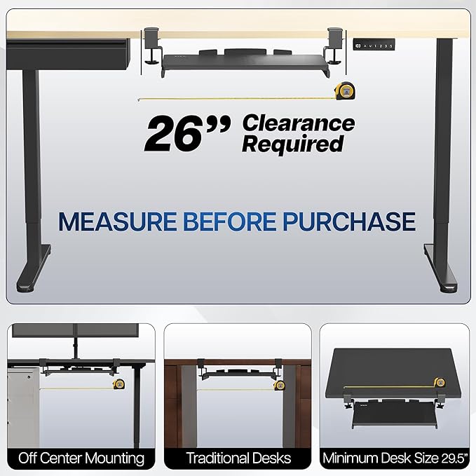 VIVO Small Clamp-on Computer Keyboard and Mouse Under Desk Slider Tray, 20 x 11 inch Pull Out Platform Drawer, Light Wood, MOUNT-KB05ES-A