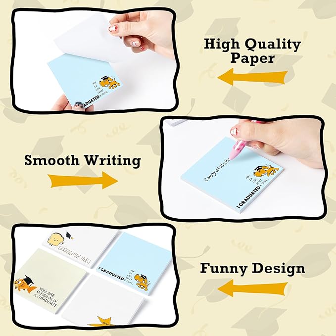 12 Packs Funny Graduation Sticky Notes Class of 2026 Congrats Grad Self-Stick Writing Memo Pads Novelty Your Did It Star Meme Stationery Supplies Master Degree PhD Gifts for College Graduates Students