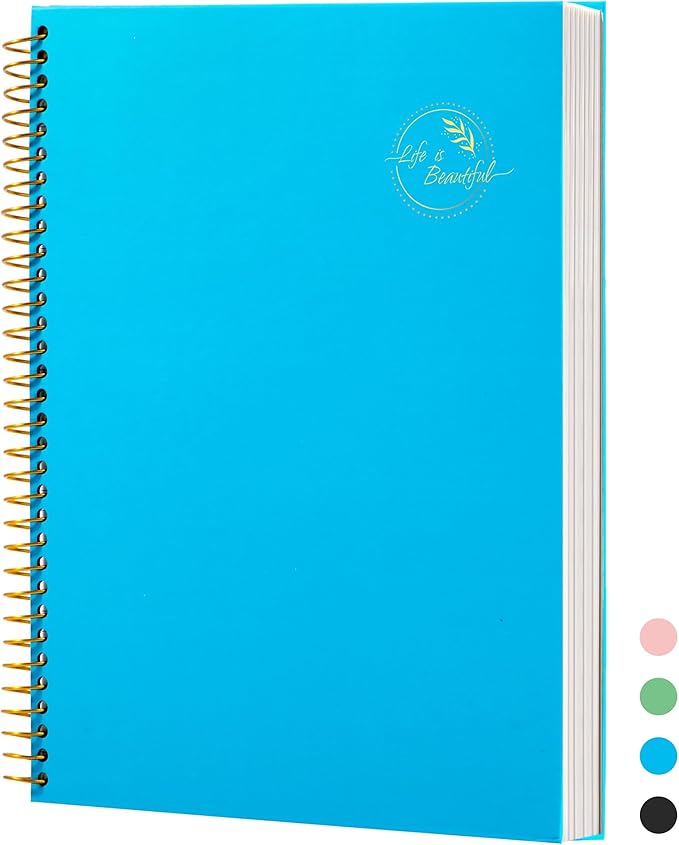 FLYING EAGLE Spiral Notebook 8.5 X 11, 1 Subject, 200 Pages College Ruled Notebook, 3-Hole Punched Paper, Hardcover Spiral Bound Notebooks for Work, School, Lined Note Taking, Blue