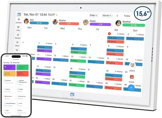 USIN 15.6 inch Digital Calendar, 1080P FHD Touch Screen Smart Calendars, Home Organizor, Family Chore Charts and Meal Planner, Video/Audio Calling, Desk and Wall Mounted, Electronic Calendar
