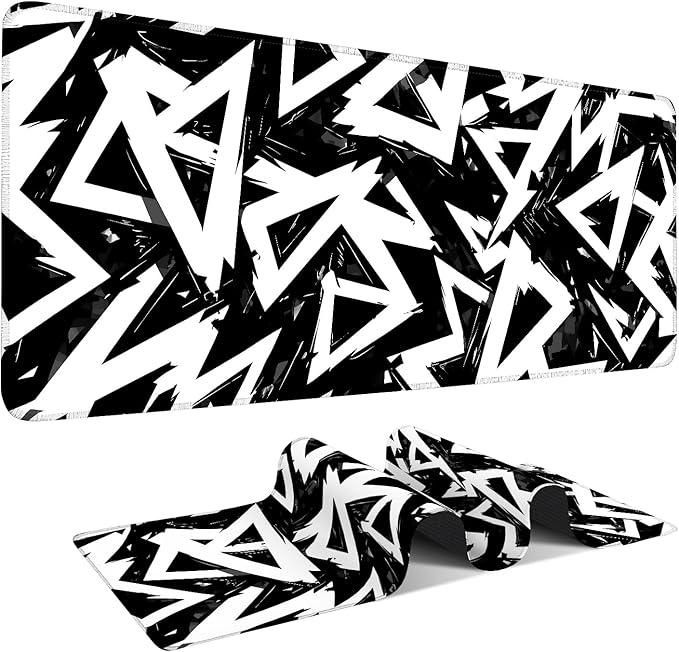 Abstract Triangles Extended Mouse Pad XL 31.5"x11.8" – Modern Geometric Desk Mat – Non-Slip Rubber Base, Stitched Edges