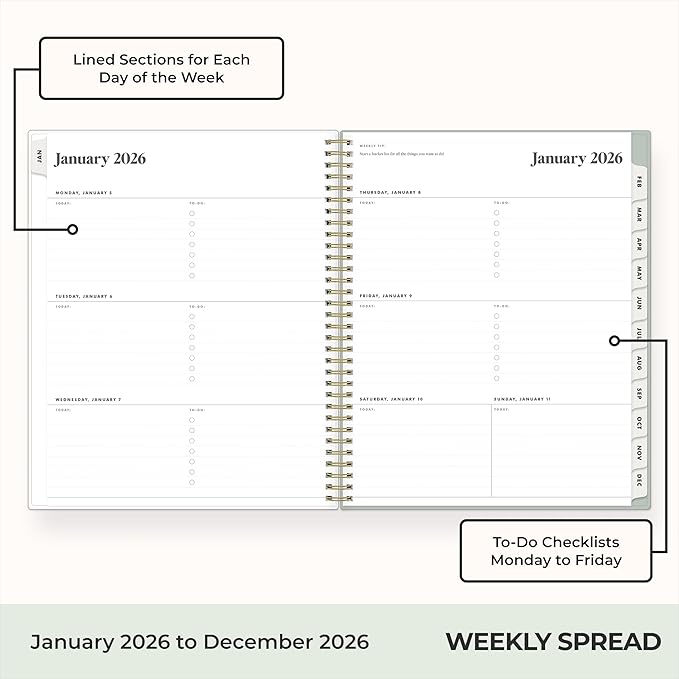 Blue Sky The Everygirl 2026 Weekly and Monthly Planner Calendar, January 2026 - December 2026, 8.5" x 11", Flexible Cover, Durable Twin Wire Binding, Storage Pocket, Includes Stickers, Marisa