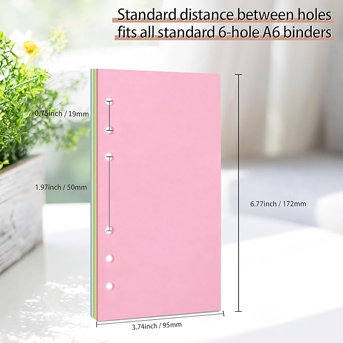 A6 Planner Inserts,Colorful Line Journal Fillers for 6-Ring Binder,5-Color Loose Leaf Planner Filler Paper (50, A6-BLANK)